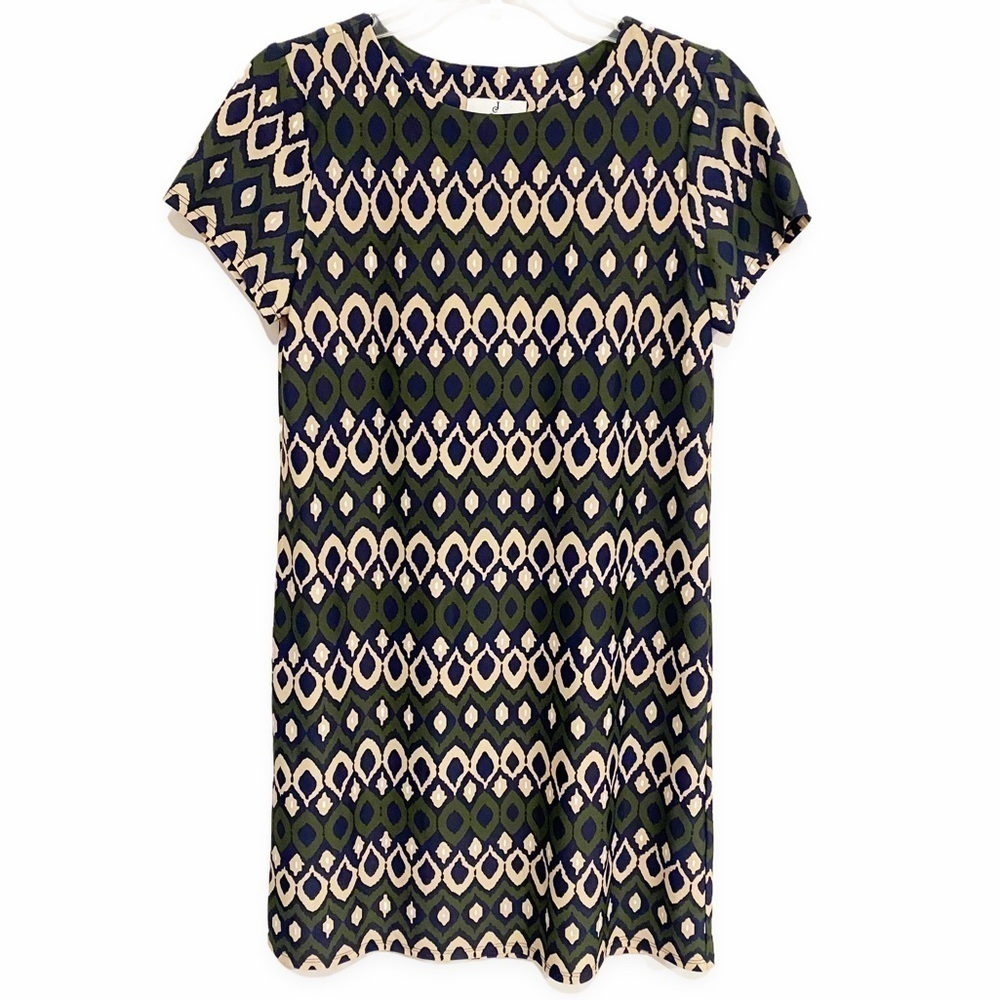 Jude Connally | Ella Shift Dress Spandex Diamond Green Blue Size XS